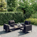 5 Piece Garden Lounge Set with Cushions Poly Rattan Dark