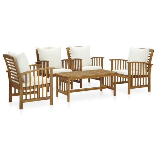 5 Piece Garden Lounge Set with Cushions Solid Acacia Wood