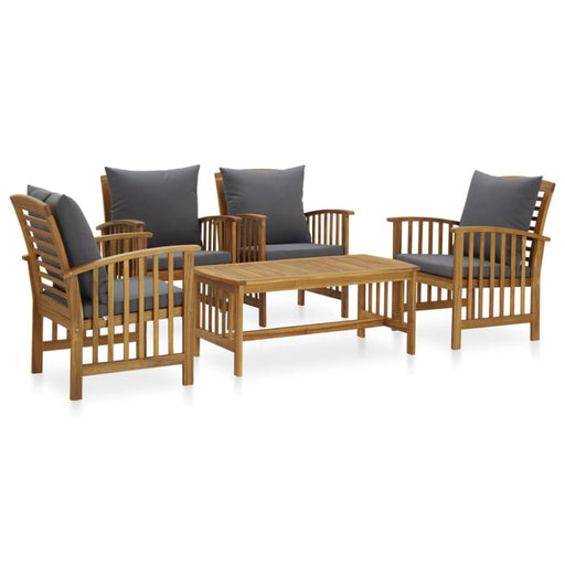 5 Piece Garden Lounge Set with Cushions Solid Acacia Wood