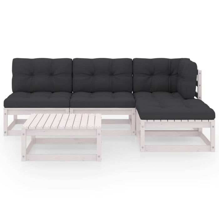 5 Piece Garden Lounge Set with Cushions Solid Pinewood