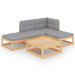 5 Piece Garden Lounge Set with Cushions Solid Pinewood