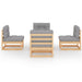5 Piece Garden Lounge Set with Cushions Solid Pinewood