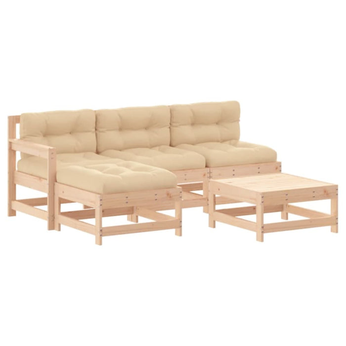 5 Piece Garden Lounge Set with Cushions Solid Wood Tonlblb