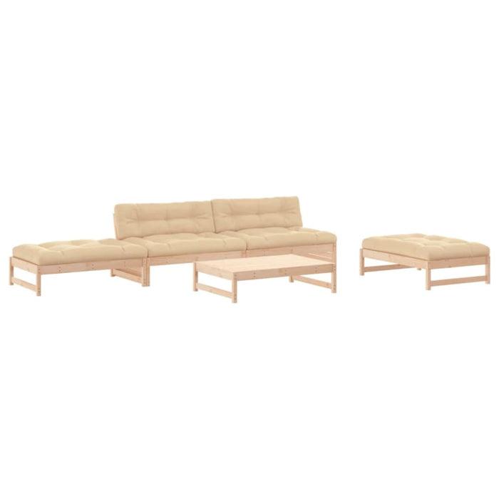 5 Piece Garden Lounge Set with Cushions Solid Wood Tonlool