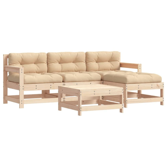 5 Piece Garden Lounge Set With Cushions Solid Wood Tonpika