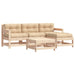 5 Piece Garden Lounge Set With Cushions Solid Wood Tonpika