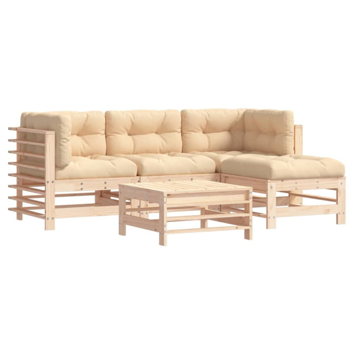 5 Piece Garden Lounge Set with Cushions Solid Wood Tonpnbo