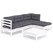 5 Piece Garden Lounge Set With Cushions White Pinewood