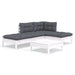 5 Piece Garden Lounge Set With Cushions White Pinewood