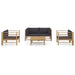 5 Piece Garden Lounge Set with Dark Grey Cushions Bamboo