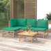 5 Piece Garden Lounge Set with Green Cushions Bamboo Toppoap
