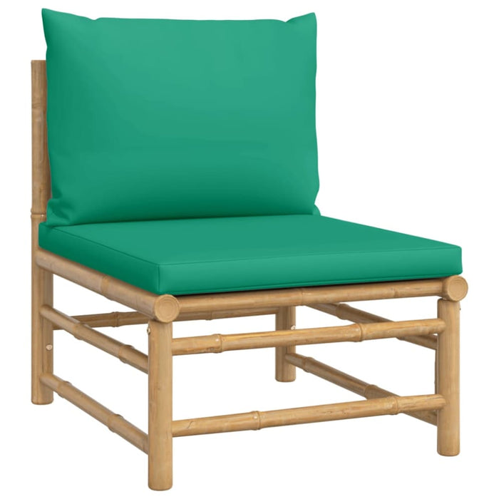 5 Piece Garden Lounge Set with Green Cushions Bamboo Toppoap