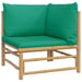 5 Piece Garden Lounge Set with Green Cushions Bamboo Toppoap