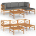 5 Piece Garden Lounge Set with Grey Cushions Solid Teak