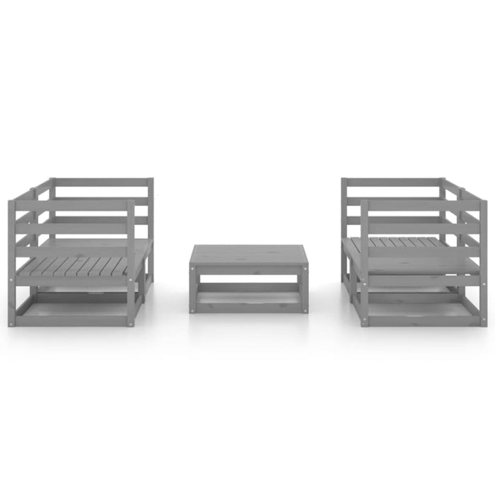 5 Piece Garden Lounge Set Grey Solid Pinewood Tbipxpl