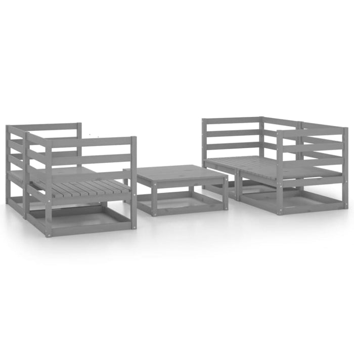 5 Piece Garden Lounge Set Grey Solid Pinewood Tbipxpl