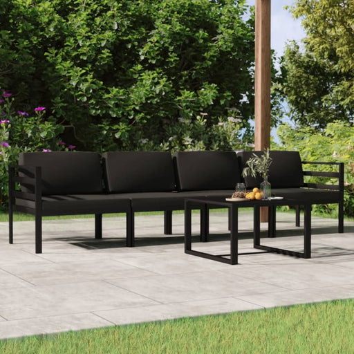 5 Piece Garden Lounge Set with Cushions Aluminium