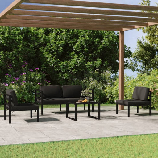 5 Piece Garden Lounge Set with Cushions Aluminium