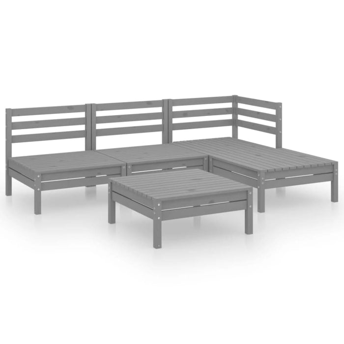 5 Piece Garden Lounge Set Solid Pinewood Grey Tbnxlta