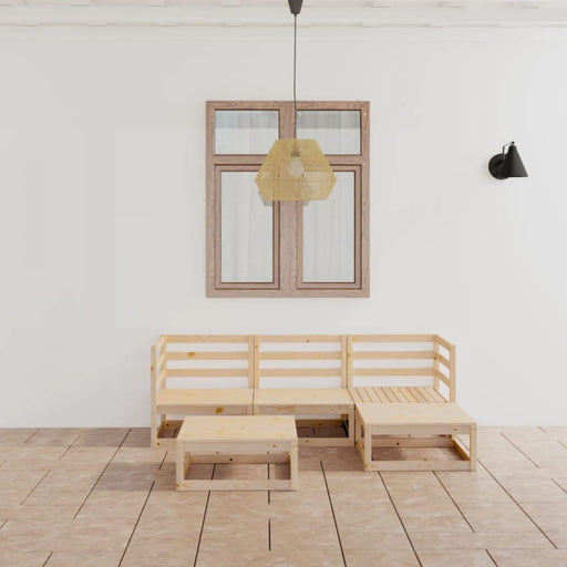 5 Piece Garden Lounge Set Solid Pinewood Tbippxk