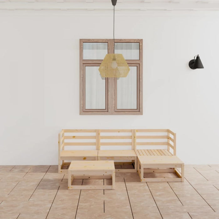 5 Piece Garden Lounge Set Solid Pinewood Tbippxk