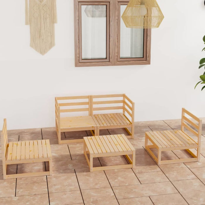 5 Piece Garden Lounge Set Solid Pinewood Tbiptna