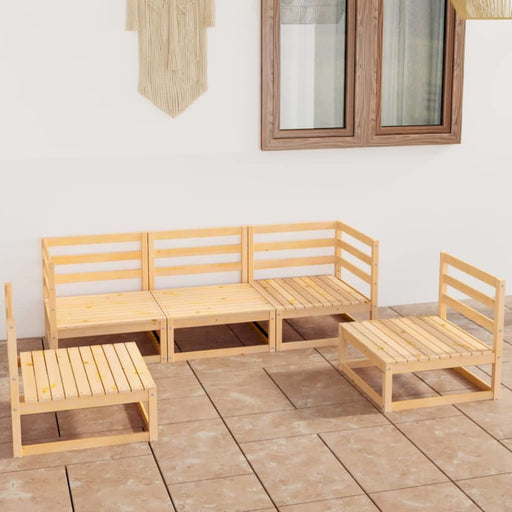 5 Piece Garden Lounge Set Solid Pinewood Tbiptnk