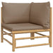 5 Piece Garden Lounge Set with Taupe Cushions Bamboo Toppooa