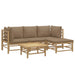 5 Piece Garden Lounge Set with Taupe Cushions Bamboo Toppooa