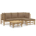 5 Piece Garden Lounge Set with Taupe Cushions Bamboo Toppooa