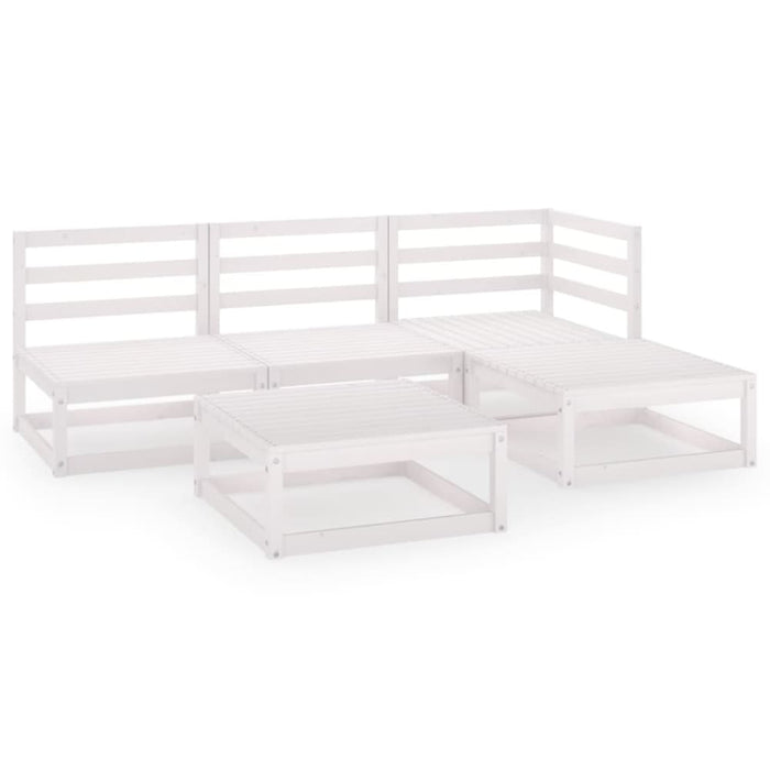 5 Piece Garden Lounge Set White Solid Pinewood Tbipakb