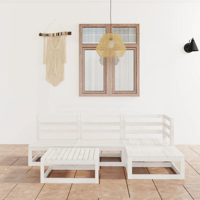 5 Piece Garden Lounge Set White Solid Pinewood Tbipakb