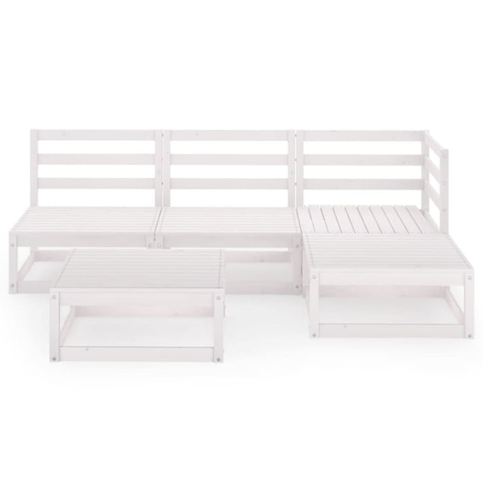 5 Piece Garden Lounge Set White Solid Pinewood Tbipakb