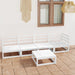 5 Piece Garden Lounge Set White Solid Pinewood Tbiptlp