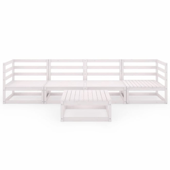 5 Piece Garden Lounge Set White Solid Pinewood Tbiptlp