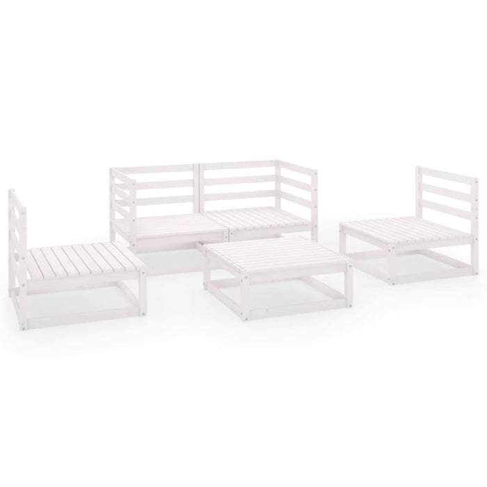 5 Piece Garden Lounge Set White Solid Pinewood Tbiptnp
