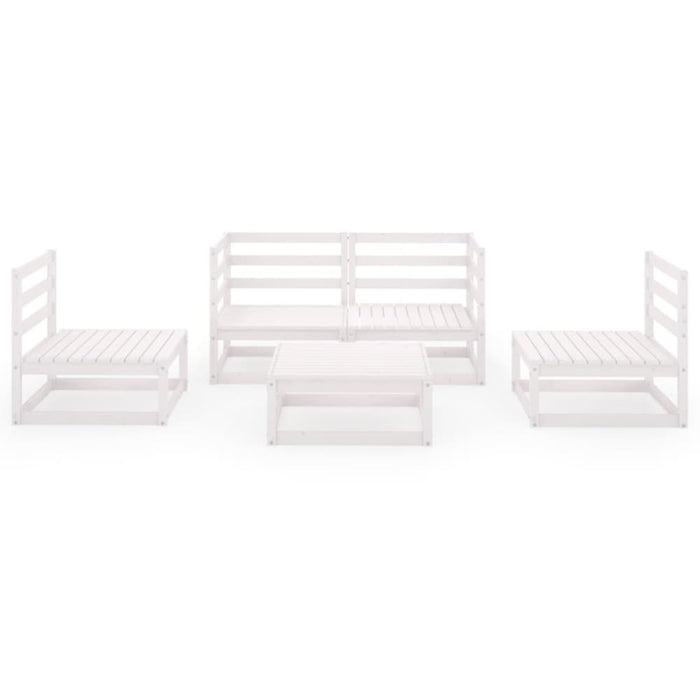 5 Piece Garden Lounge Set White Solid Pinewood Tbiptnp