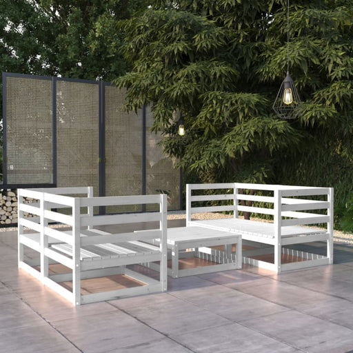 5 Piece Garden Lounge Set White Solid Pinewood Tbipxpp