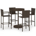 5 Piece Garden Bar Set Poly Rattan Brown Tblaiio