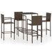5 Piece Garden Bar Set Poly Rattan Brown Tblantk
