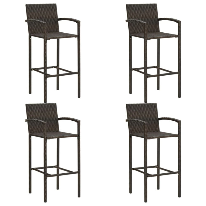 5 Piece Garden Bar Set Poly Rattan Brown Tblantk