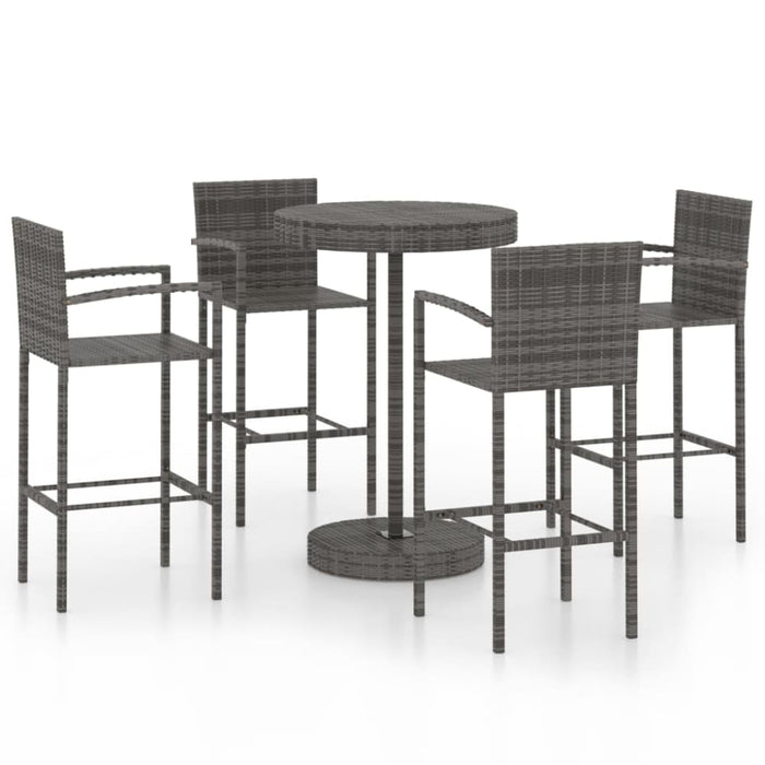 5 Piece Garden Bar Poly Rattan Grey Tblaiit