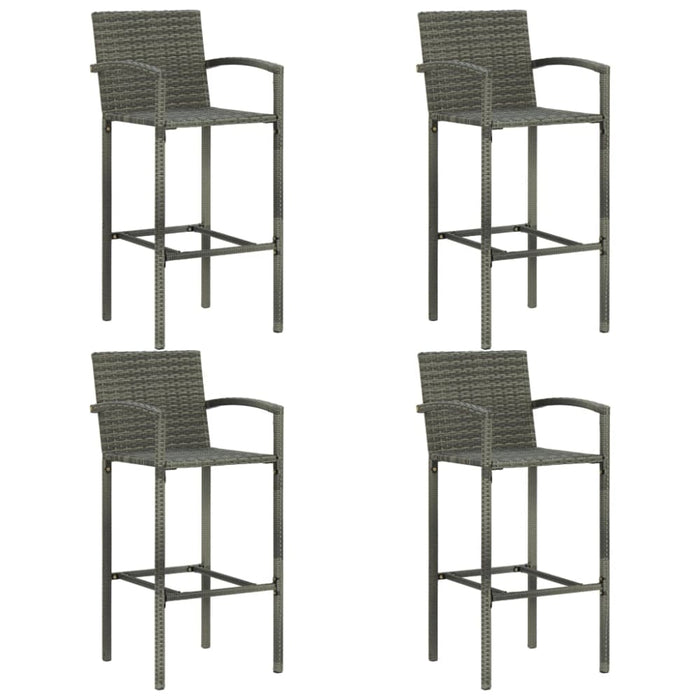 5 Piece Garden Bar Set Poly Rattan Grey Tblanao