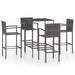 5 Piece Garden Bar Set Poly Rattan Grey Tblanao