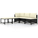 5 Piece Garden Sofa Set with Cushions Black Poly Rattan