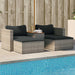 5 Piece Garden Sofa Set with Cushions Grey Poly Rattan