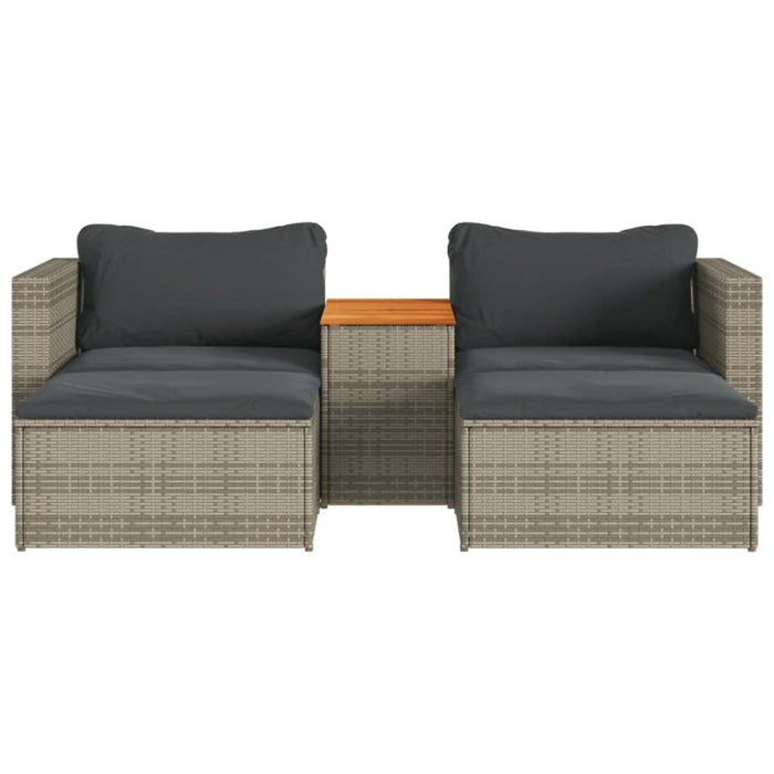 5 Piece Garden Sofa Set with Cushions Grey Poly Rattan