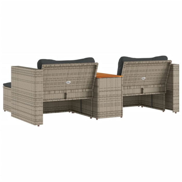 5 Piece Garden Sofa Set with Cushions Grey Poly Rattan
