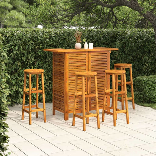 5 Piece Garden Bar Set Solid Wood Acacia Toolbbo