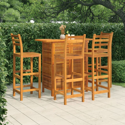 5 Piece Garden Bar Set Solid Wood Acacia Toopkkk